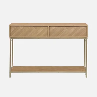 Consola entrada 2 cajones patrón espiga madera Budapest