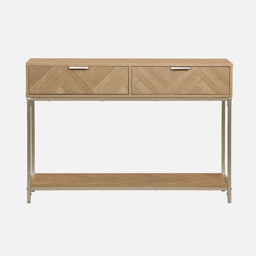Consola entrada 2 cajones patrón espiga madera Budapest