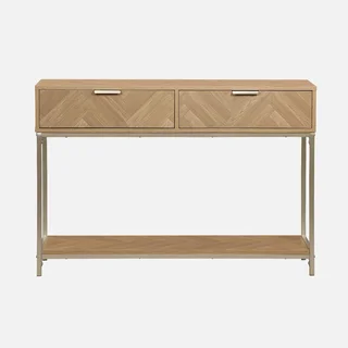 Consola entrada 2 cajones patrón espiga madera Budapest