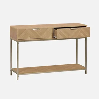 Consola entrada 2 cajones patrón espiga madera Budapest