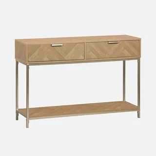 Consola entrada 2 cajones patrón espiga madera Budapest