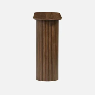 Console d'entrée scandinave ovale bois rainuré – Design nordique élégant