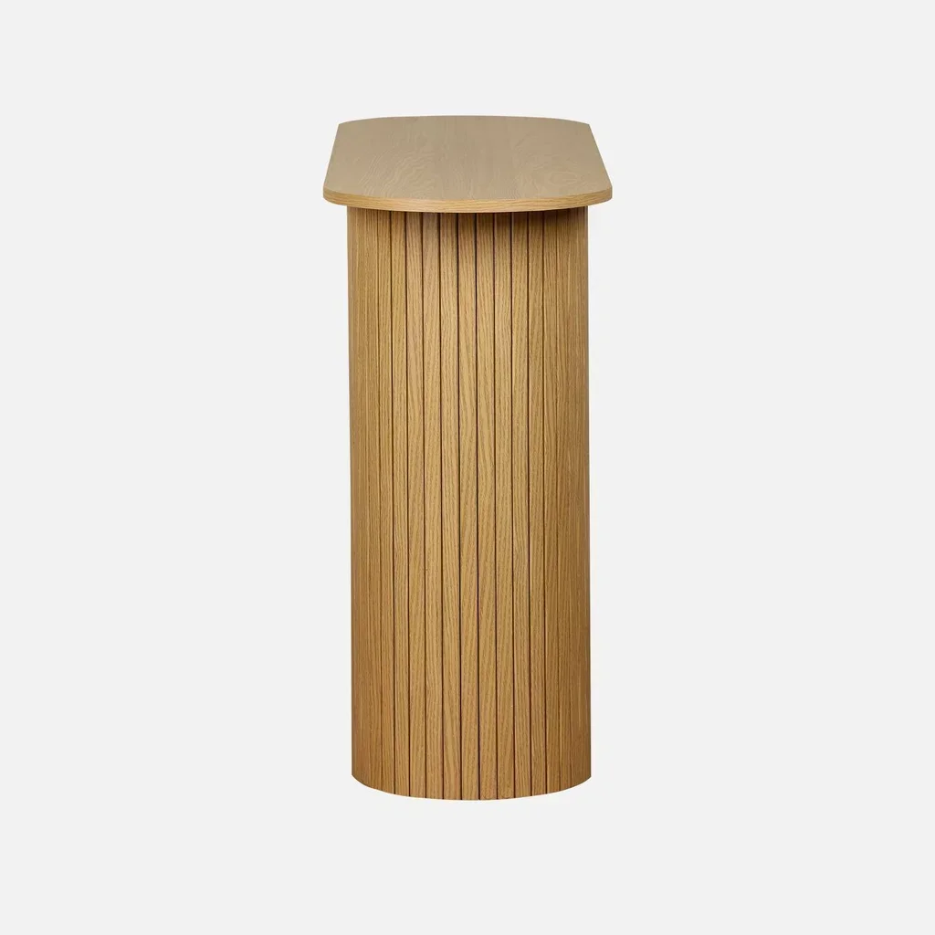 Console entrée scandinave ovale bois façade rainurée Legacy