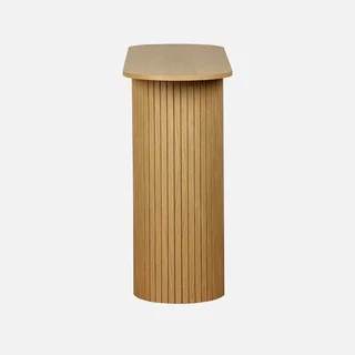 Console entrée scandinave ovale bois façade rainurée Legacy