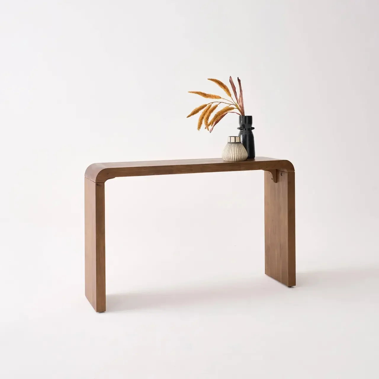 Console exotique bois acacia massif design épuré entrée salon