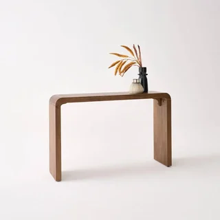 Console exotique bois acacia massif design épuré entrée salon