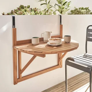 Console extensible hévéa massif terrasse balcon extérieur bois durable