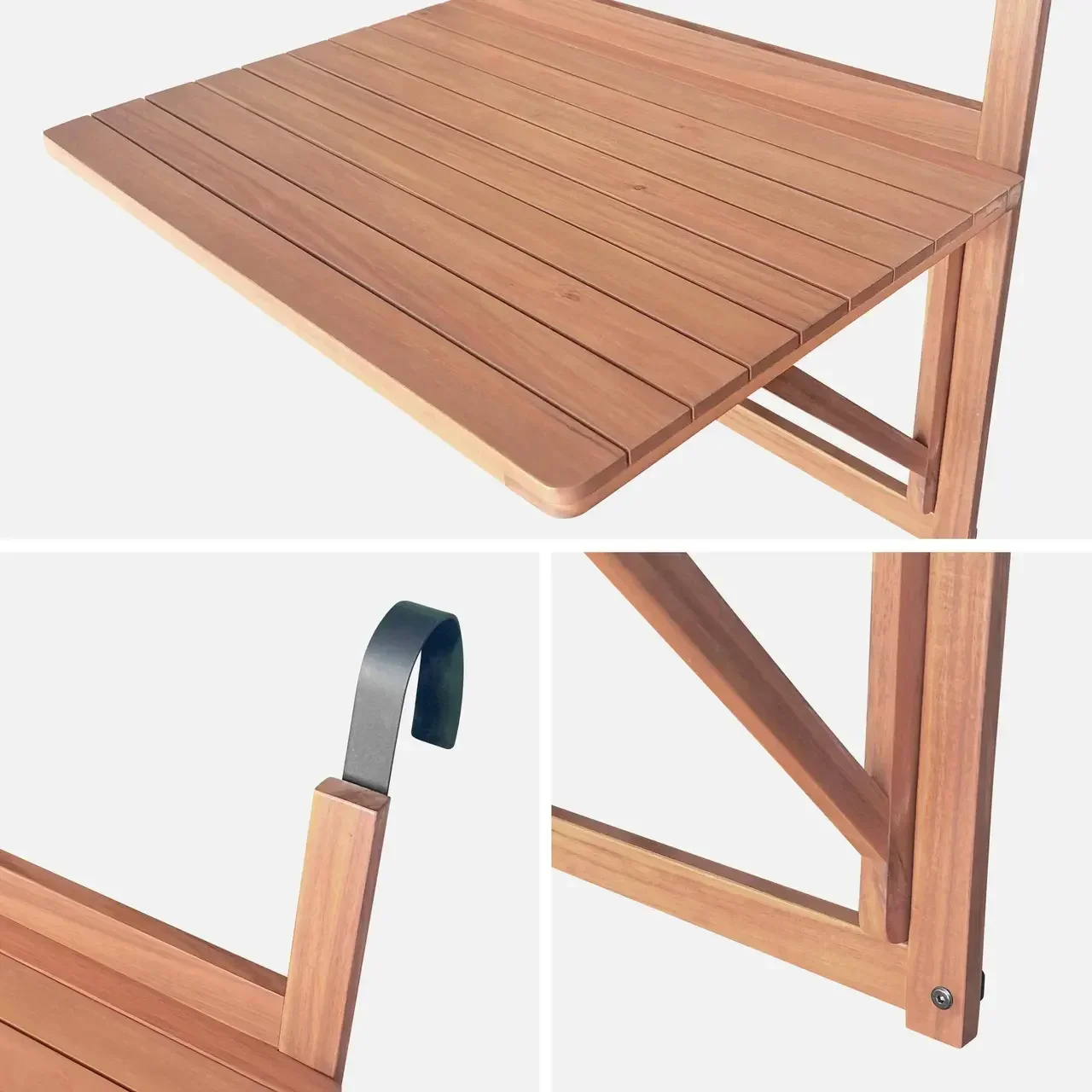 Mesa consola extensível madeira maciça hevea varanda terraço exterior madeira sustentável