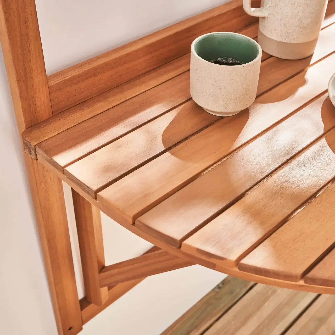 Console extensible hévéa massif terrasse balcon extérieur bois durable