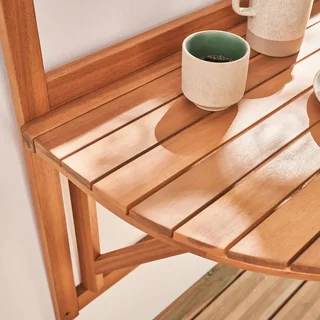 Console extensible hévéa massif terrasse balcon extérieur bois durable