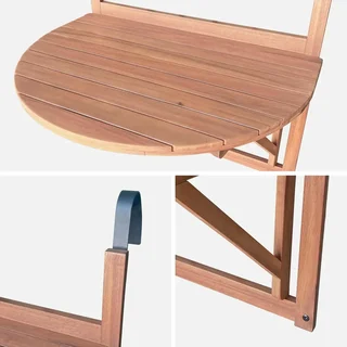 Console extensible hévéa massif terrasse balcon extérieur bois durable