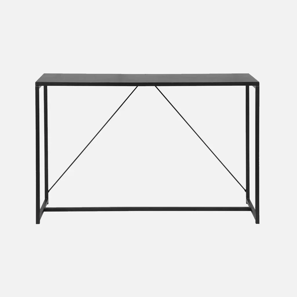 Schwarzer Industrieller Metall-Konsolentisch 120 cm mit verstärkter Stützstange