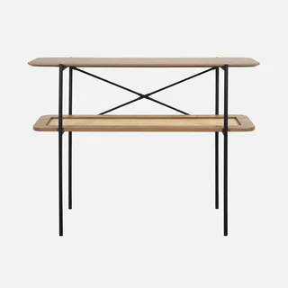 Console rétro 2 niveaux bois cannage Manado