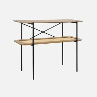 Console rétro 2 niveaux bois cannage Manado