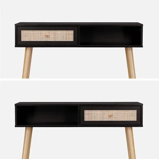 Console scandinave bois cannage avec tiroir réversible - Bohème