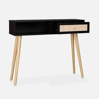 Console scandinave bois cannage avec tiroir réversible - Bohème