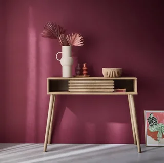 Console scandinave Madere porte coulissante rainurée bois