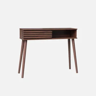 Console scandinave Madere porte coulissante rainurée bois