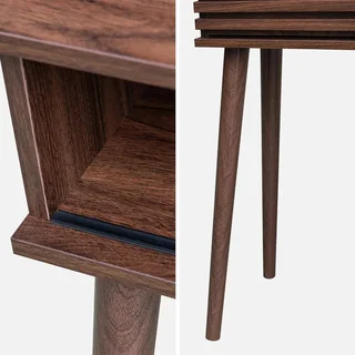 Console scandinave Madere porte coulissante rainurée bois