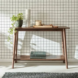 Console scandinave Népal bois vintage pieds compas élégance