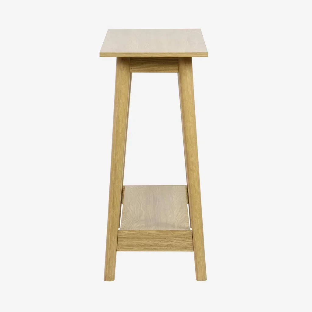 Console scandinave Népal en bois vintage avec pieds compas élégants pour entrée ou salon