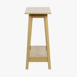 Console scandinave Népal en bois vintage avec pieds compas élégants pour entrée ou salon