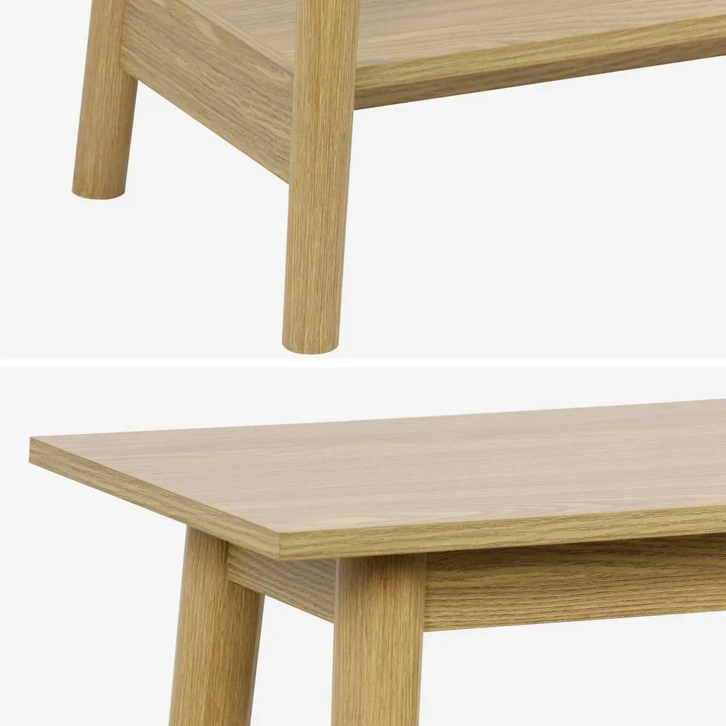 Console scandinave Népal en bois vintage avec pieds compas élégants pour entrée ou salon