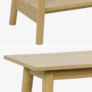 Console scandinave Népal en bois vintage avec pieds compas élégants pour entrée ou salon