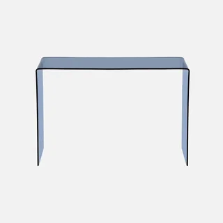 Console design verre trempé bleu gris Glintz entrée salon moderne
