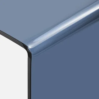 Console design verre trempé bleu gris Glintz entrée salon moderne