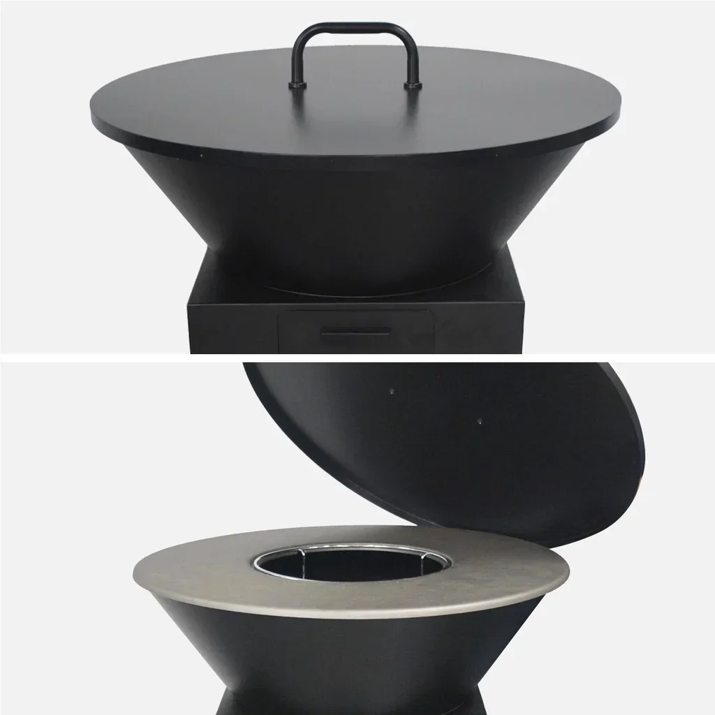Couvercle brasero acier Ø 80 cm protection poignée centrale