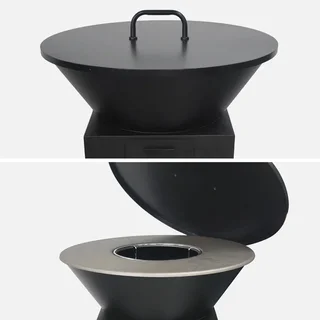 Couvercle brasero acier Ø 80 cm protection poignée centrale