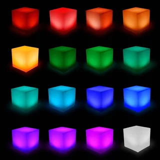 Cube LED lumineux 16 couleurs rechargeable intérieur extérieur télécommande