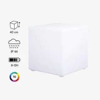 Cube LED lumineux 16 couleurs rechargeable intérieur extérieur télécommande