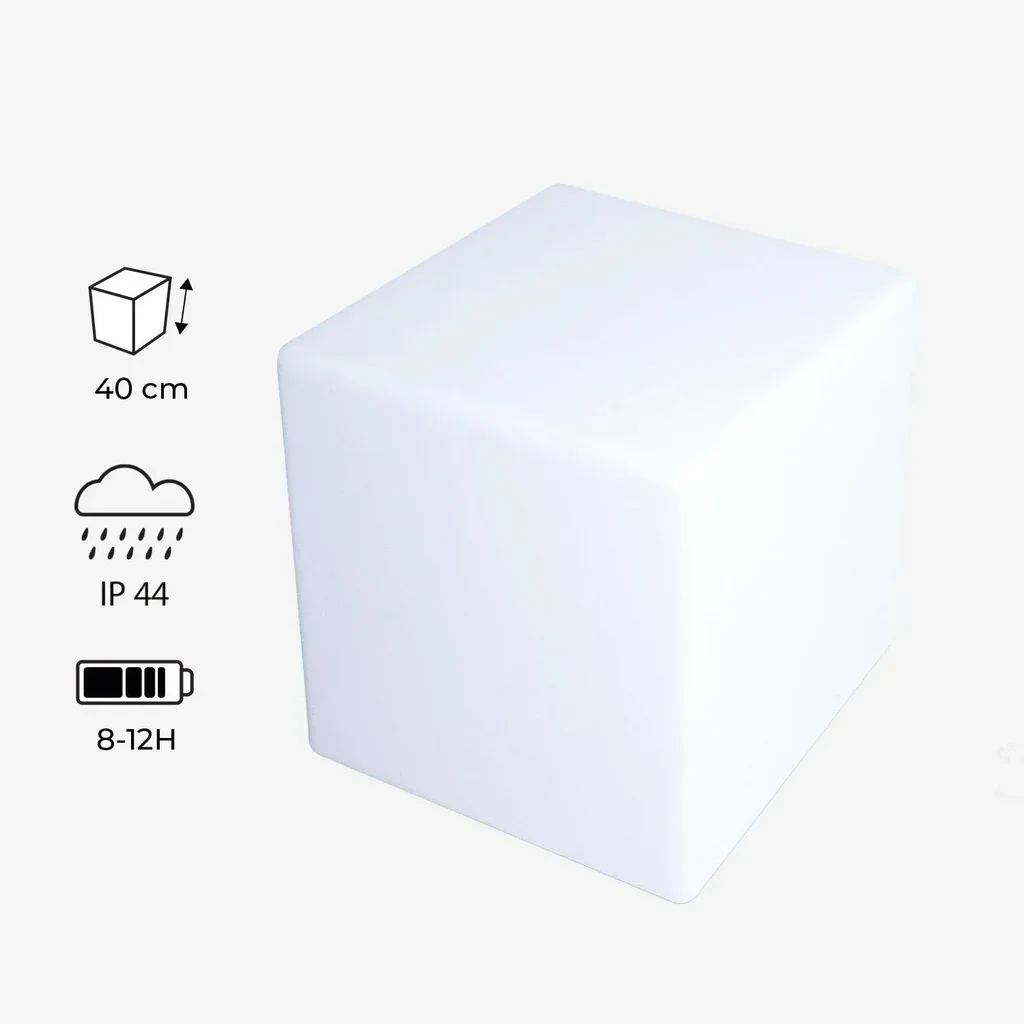 Cube lumineux LED nomade intérieur extérieur batterie 3 intensités