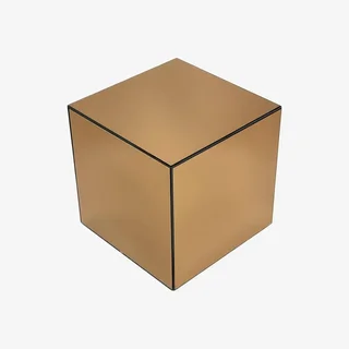 Table d'appoint cube miroir argenté 30 cm design contemporain