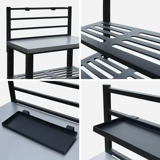 Black steel outdoor kitchen 2 shelves 80 cm Grimaud