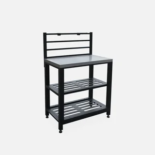 Black steel outdoor kitchen 2 shelves 80 cm Grimaud