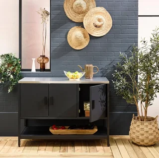 Outdoor kitchen stainless steel 3 doors 1 shelf 120 cm robust worktop