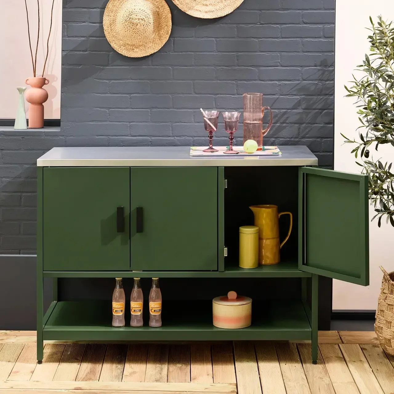 Outdoor kitchen stainless steel 3 doors 120 cm with shelf