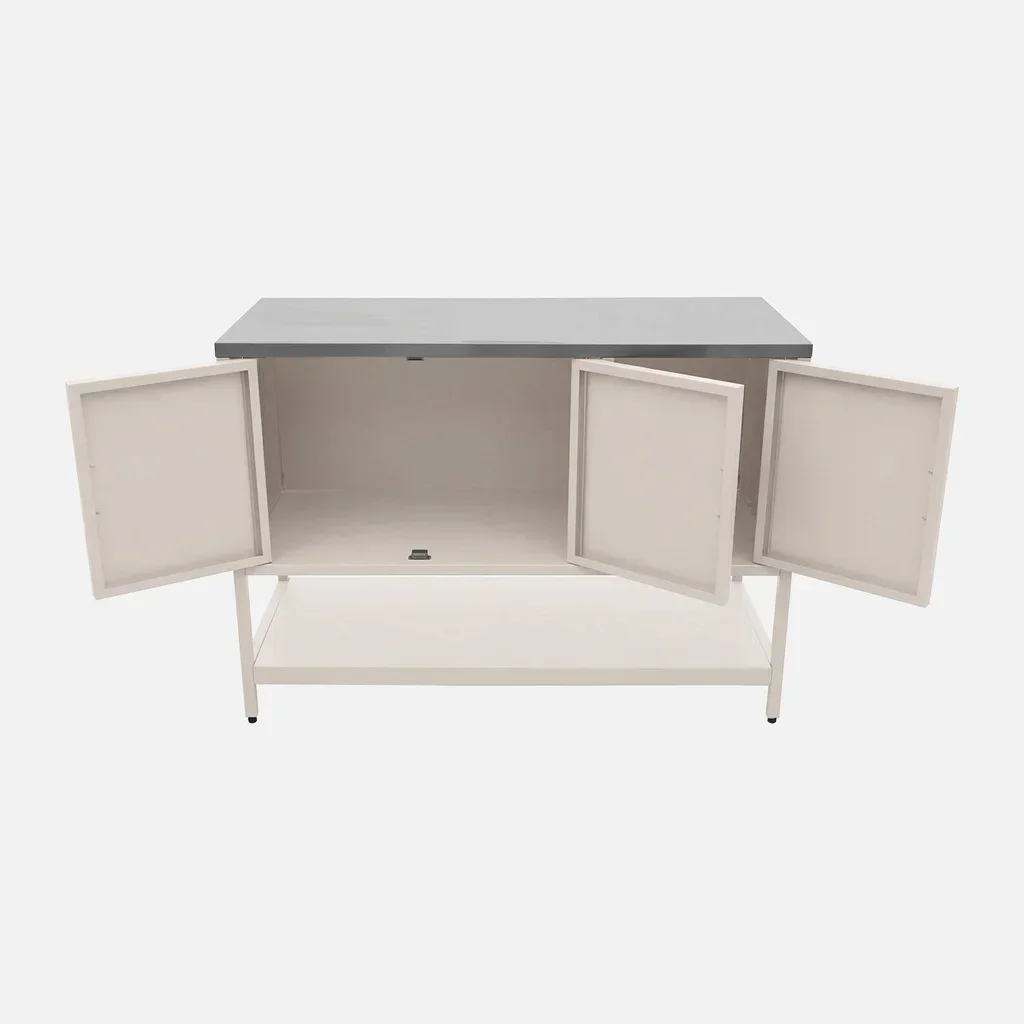 Outdoor kitchen steel 3-door 120 cm with storage shelf