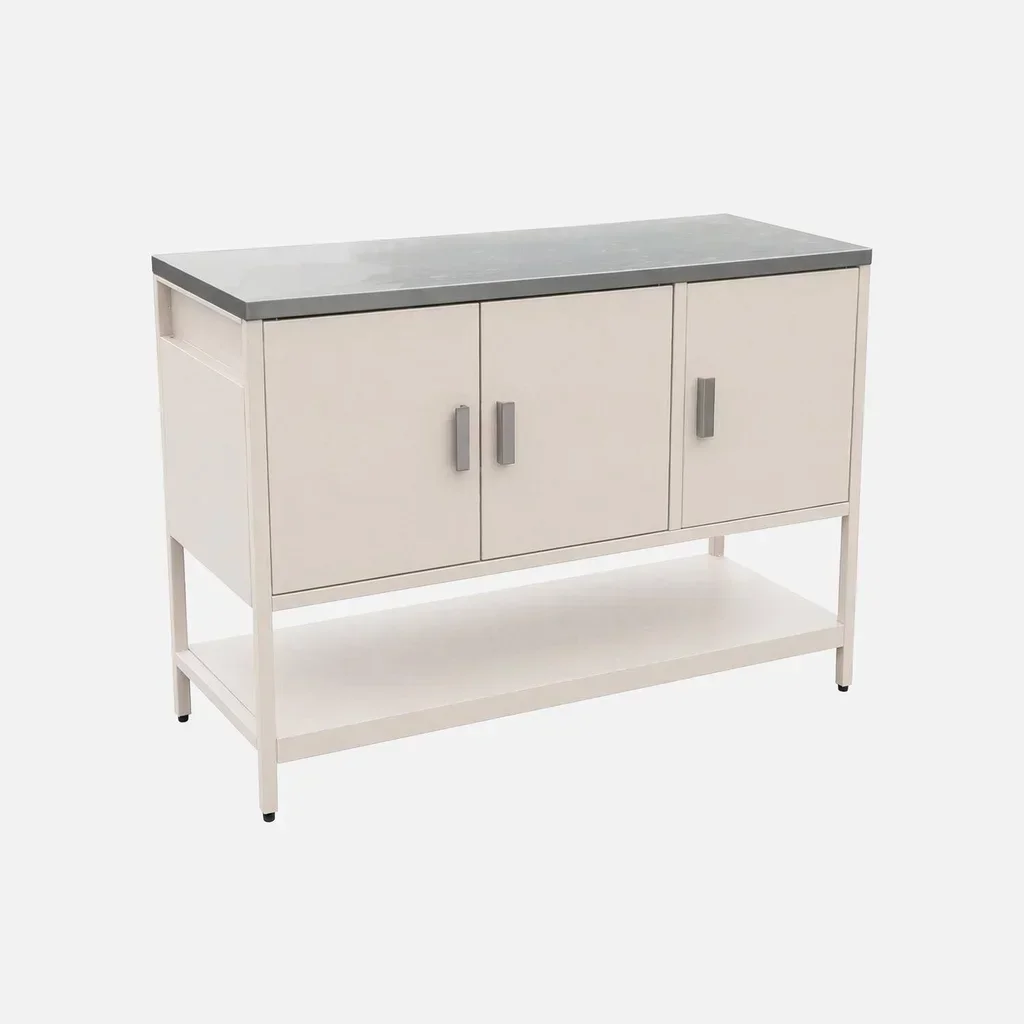 Outdoor kitchen steel 3-door 120 cm with storage shelf