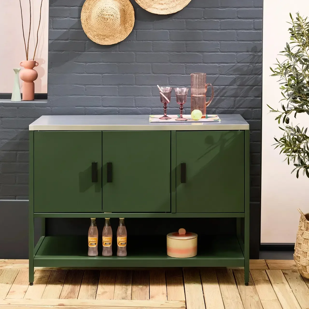 Outdoor kitchen stainless steel 3 doors 120 cm with shelf