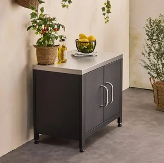Meuble cuisine extérieure Grimaud noir acier 80 cm terrasse jardin