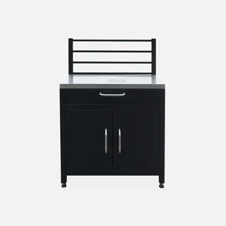 Module cuisine extérieur acier 80cm 1 tiroir 2 portes grille suspension noir inox