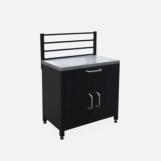 Module cuisine extérieur acier 80cm 1 tiroir 2 portes grille suspension noir inox