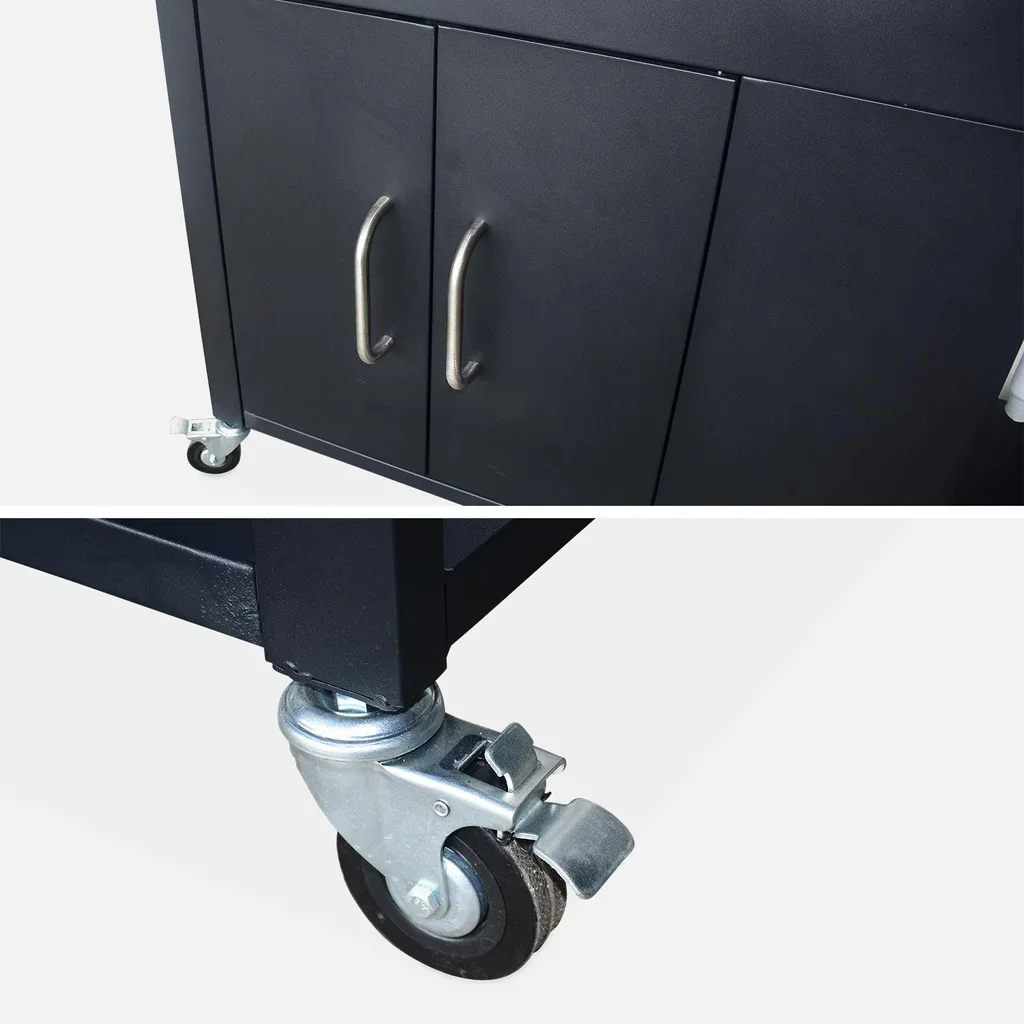 Outdoor kitchen steel with sink and storage 139 cm