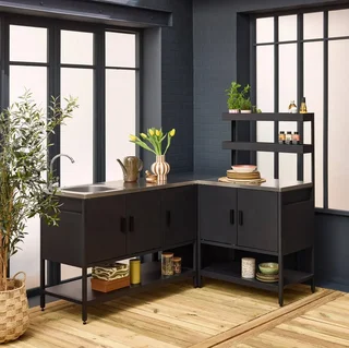 Cuisine extérieure 3 modules inox avec évier et rangements