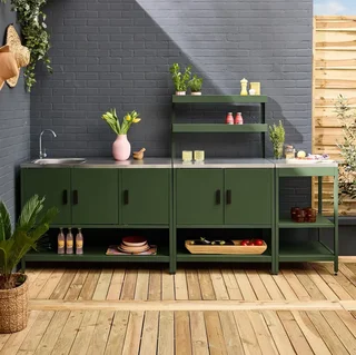 Cuisine d'extérieur 3 modules inox avec évier et rangements