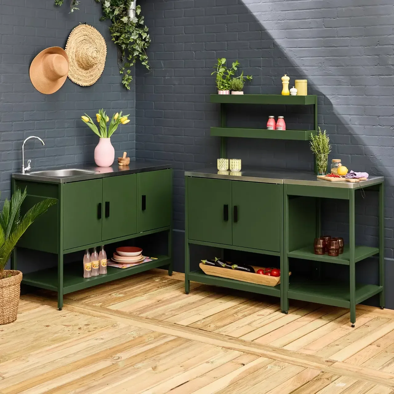 Cuisine d'extérieur 3 modules inox avec évier et rangements